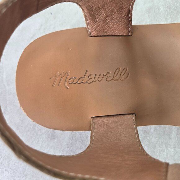 Madewell The Maggie Dad Sandals Size 6.5 Tan Leather Minimalist Casual Open Toe - Picture 9 of 11